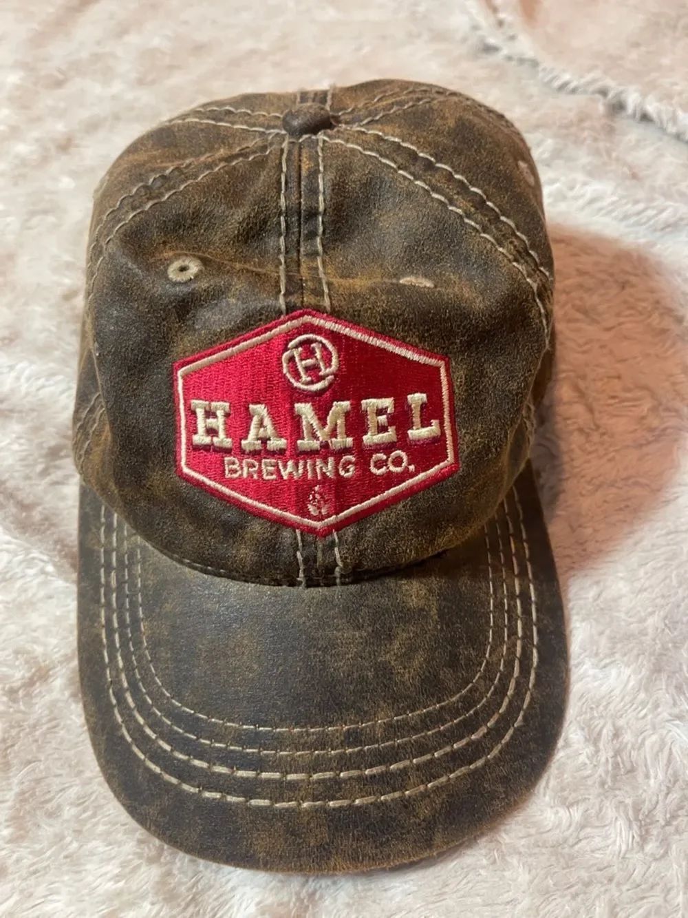 Hamel Brewing Co. Red Patch Distressed Brown Baseball Cap